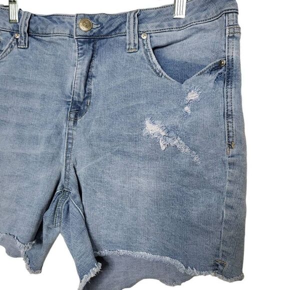 Seven7 Weekend Distressed Fringe Hem Denim Short Size 12 - Picture 4 of 10